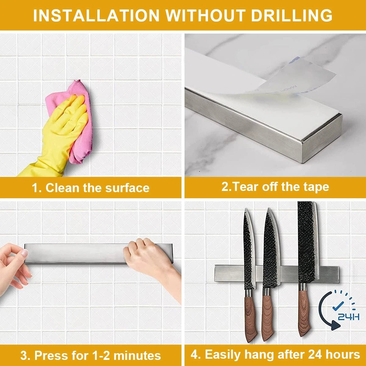 Step-by-step guide for installing magnetico minimalista para cocina moderna without drilling.